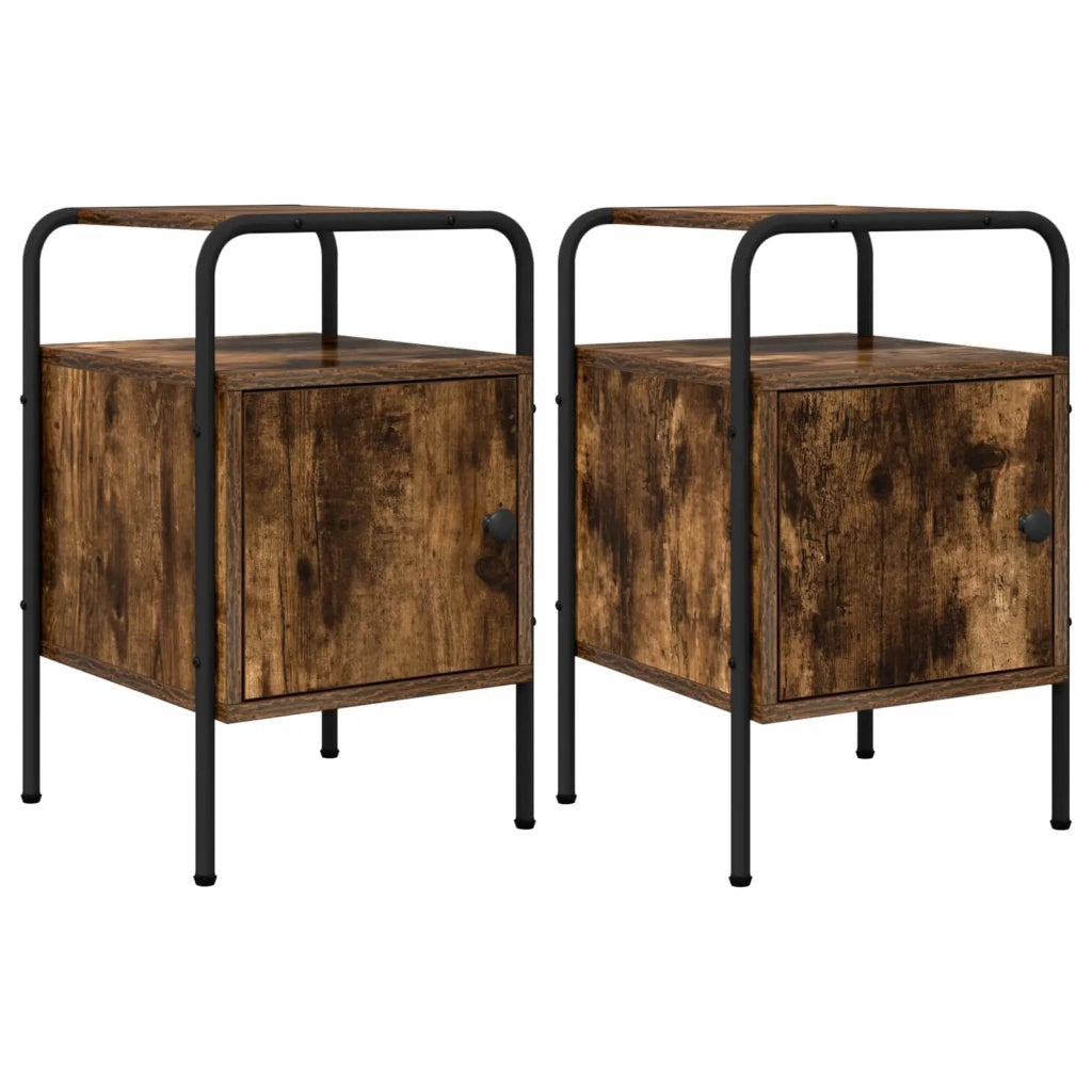 Armadio da Notte 2 pz Rovere Fumo Legno ingegnerizzato 8007592