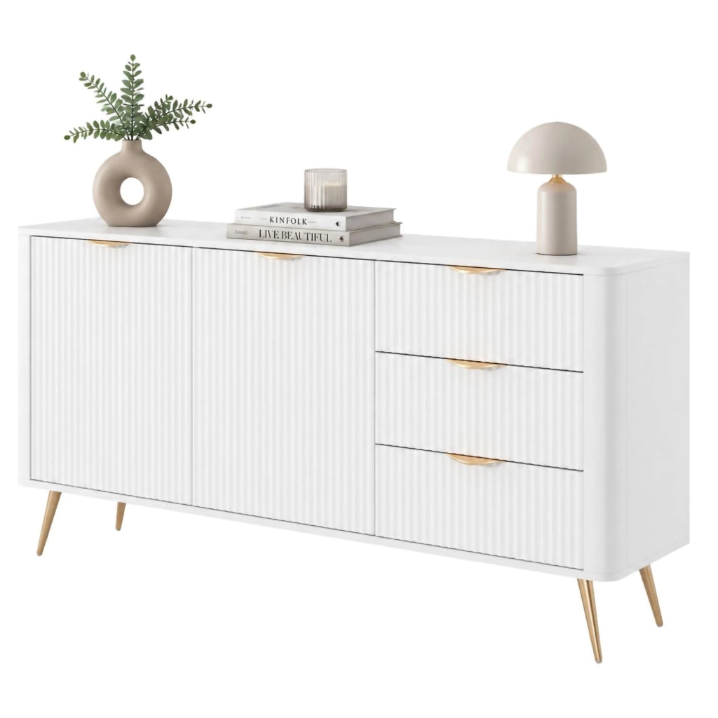 Madia Halilala, Credenza 3 Cassetti, 163x38x81h cm Bianco