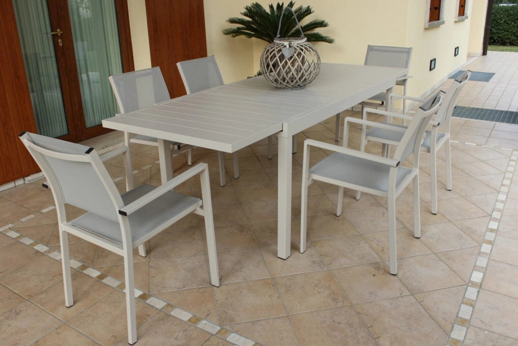 Tavolo Formentera 160/240x90x75 h cm in Alluminio Tortora