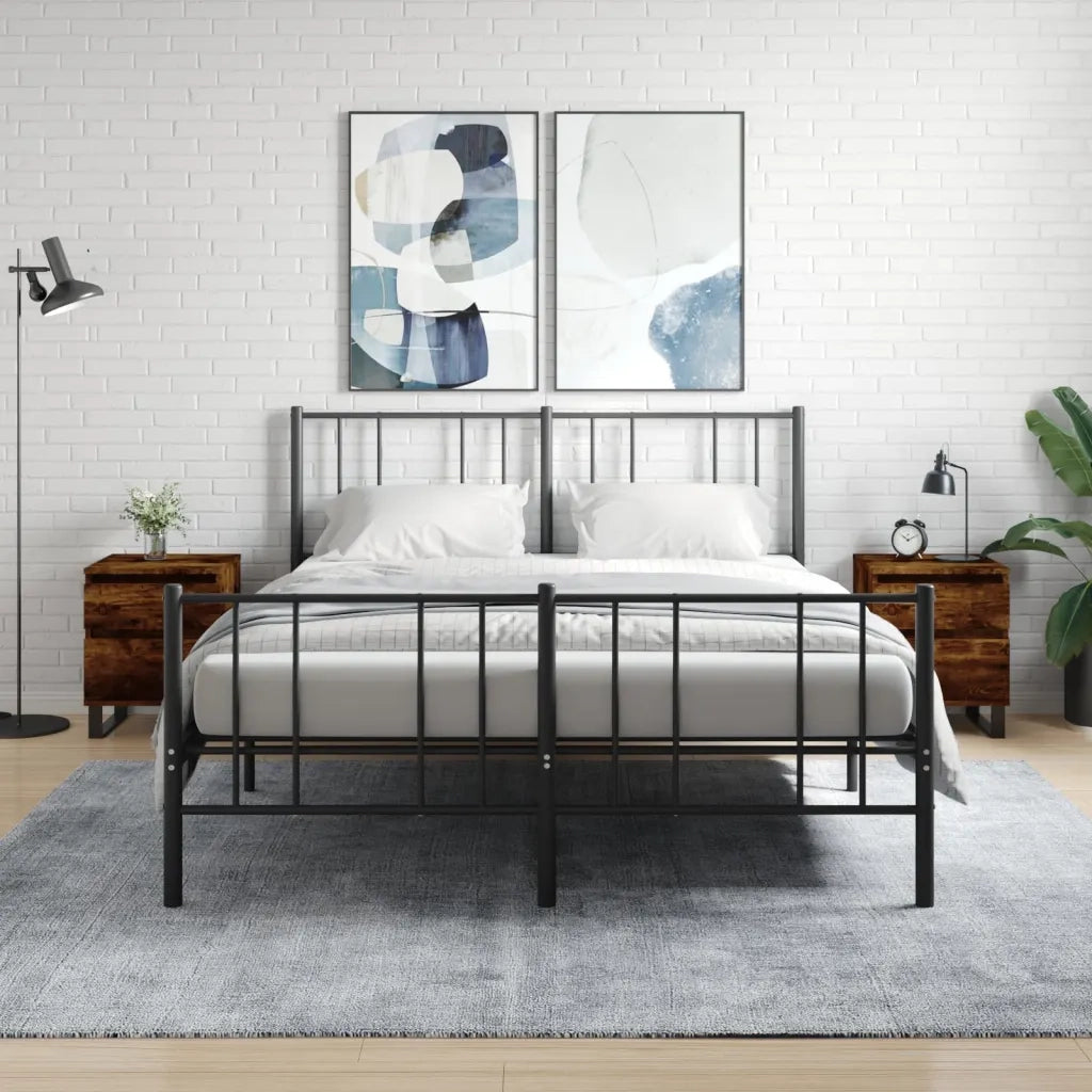 Set di 2 Comodini | Armadio da Notte | Mobiletto da notte Rovere Fumo 40x35x50 cm in Legno Multistrato