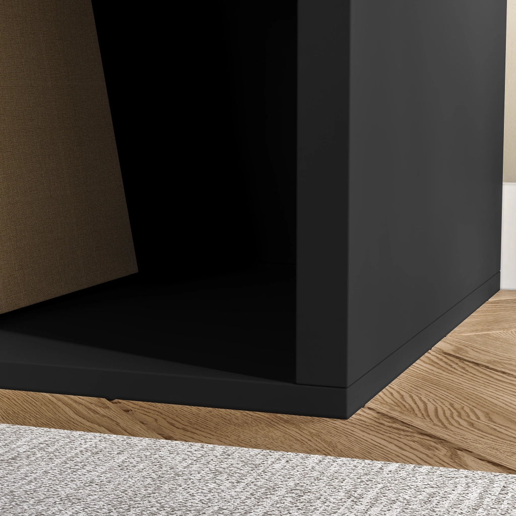 Comodino Nand con Cassetto e Vano Aperto 55x49x39 cm Nero [en.casa]