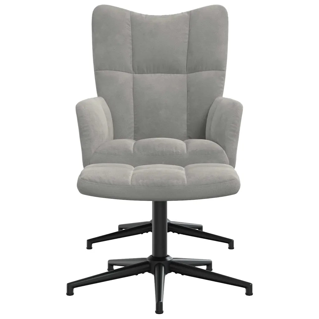 Divano Sedia-Poltrona Relax con Poggiapiedi Grigio Chiaro in Velluto 645829