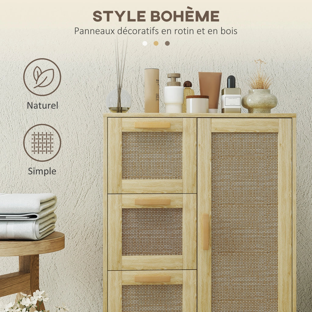 Armadio con cassetti e ripiani ¨C zephmum ¨C rotin tessuto, bianco, 55x30x82 cm