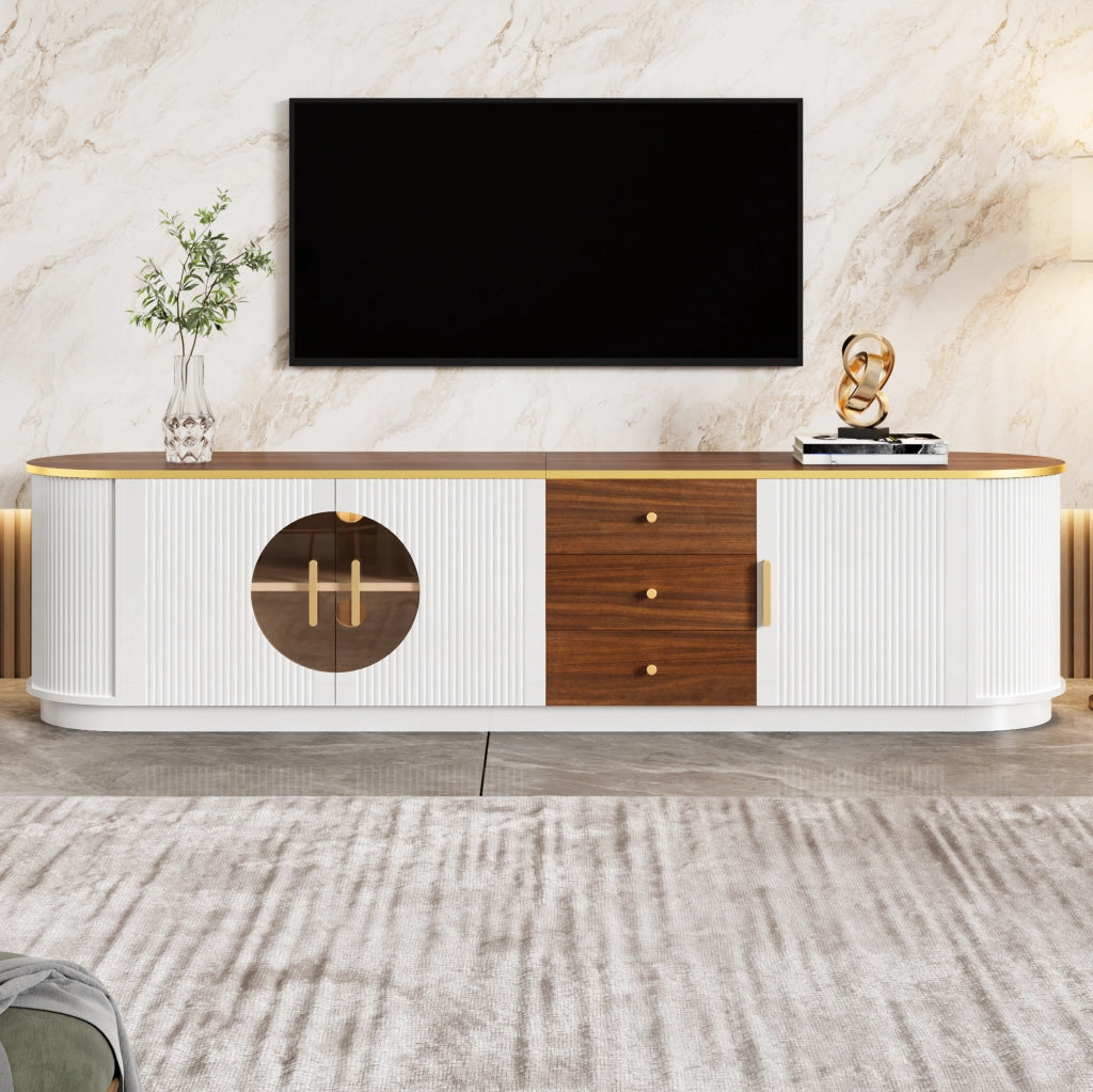Mobile TV con 3 cassetti e 3 ante 180x40x46 cm in MDF bianco