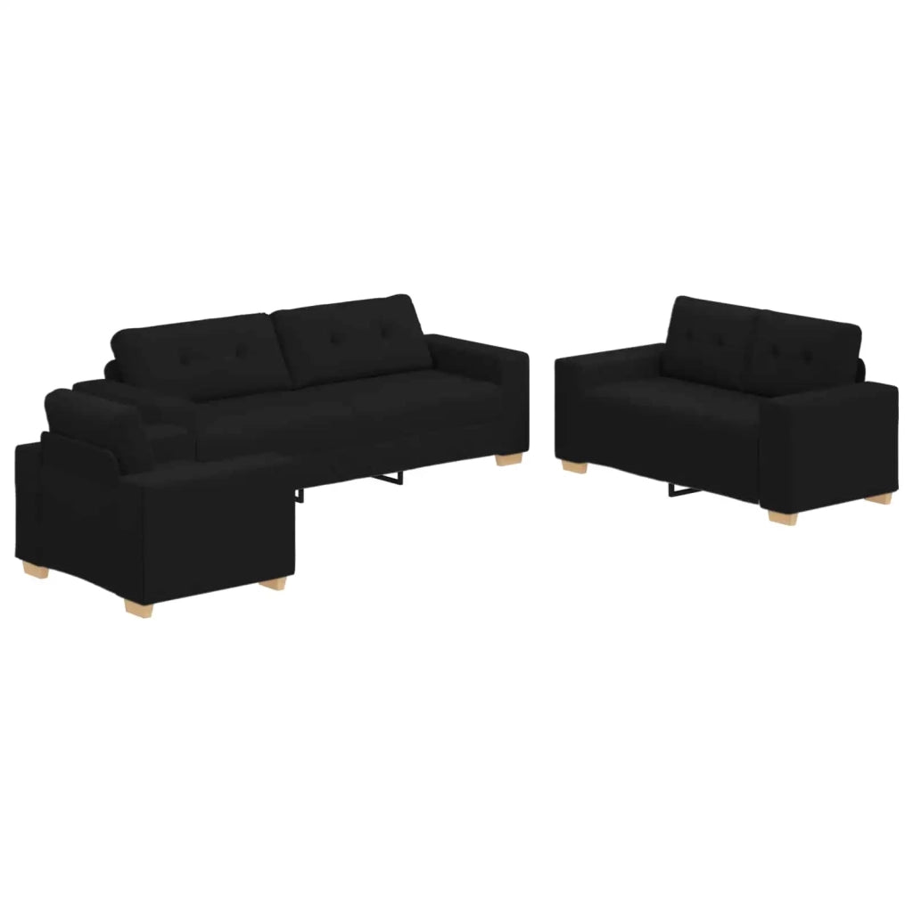 Divano 3 pcs Nero 221 x 80 x 80 cm Tessuto misto lino 3324630