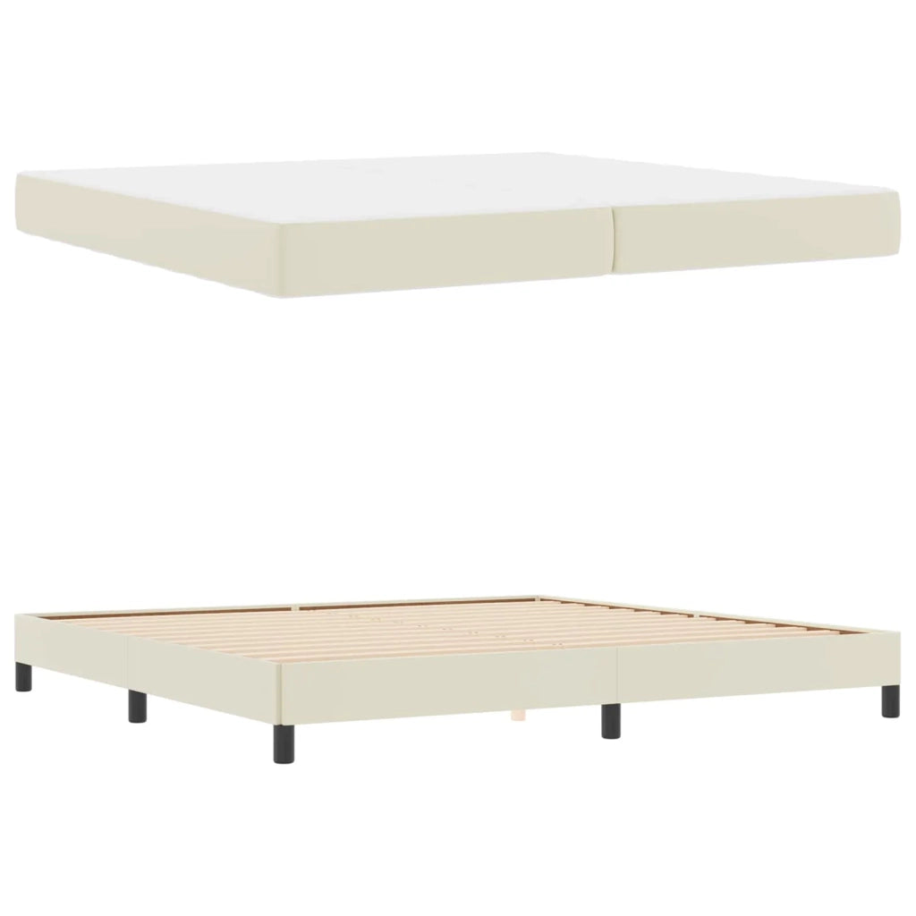 Struttura del letto con materasso Crema 200 x 200 cm Tessuto 3398650