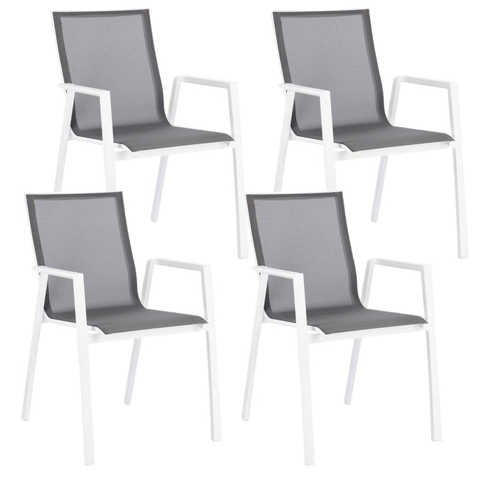 Set 4 Sedie da Giardino 56x61,5x88h cm con Braccioli Krion Bianco