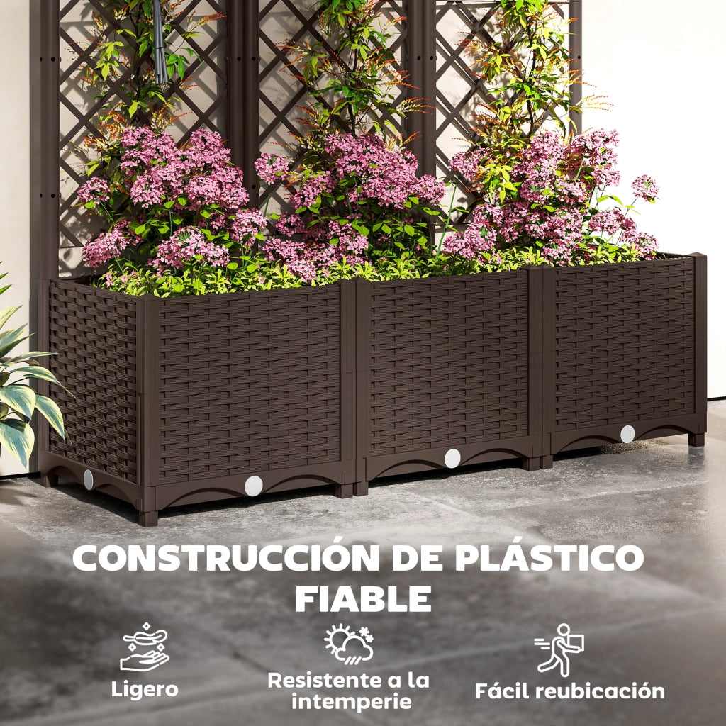 Fioriera con Grigliato per Piante Rampicanti ¨C Xylo ¨C Plastica Marrone 120x40x135 cm