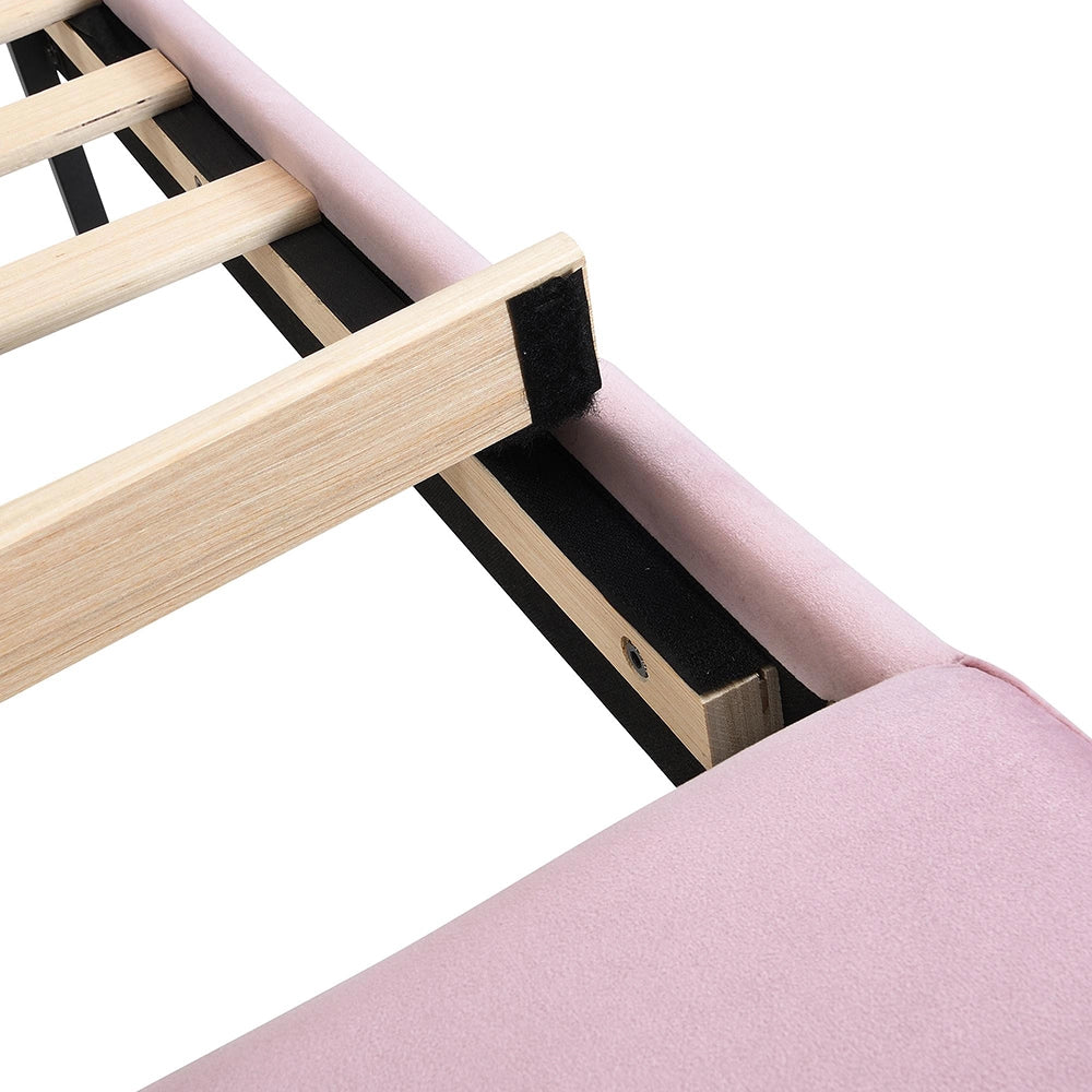 Letto imbottito-Xylo-140x200cm velluto panchina coordinata rosa