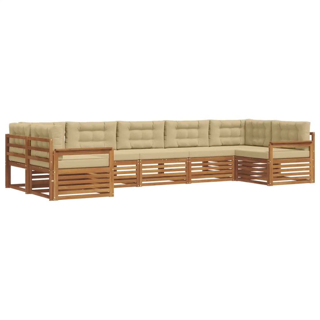 Set di divani da esterno con cuscino 7 pcs Naturale e Beige 3374048