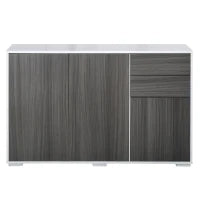 Mobiletto Armadietto Multiuso per Soggiorno, Cucina, Ufficio, 2 Cassetti e 2 Armadietti con Apertura a Pressione, Grigio