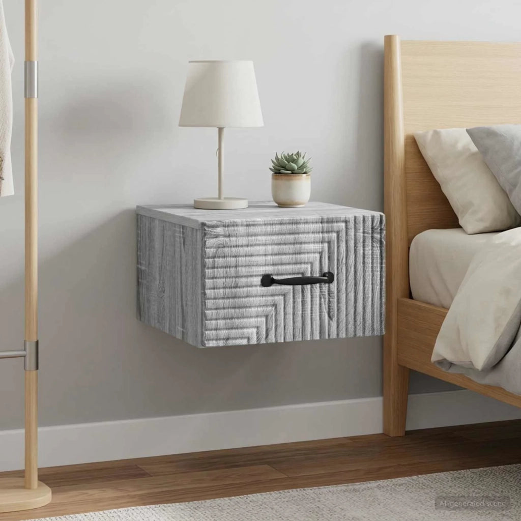 Mobiletto da notte a muro 2 pcs Grigio Sonoma 34,5 x 33 x 20 cm 898608