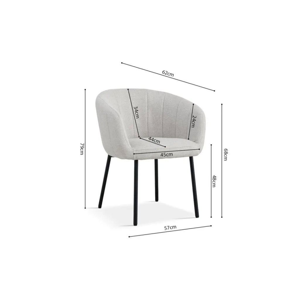 Sedia SIVIGLIA – Tessuto beige – Piedi in metallo – Altezza 79 cm – Stile contemporaneo