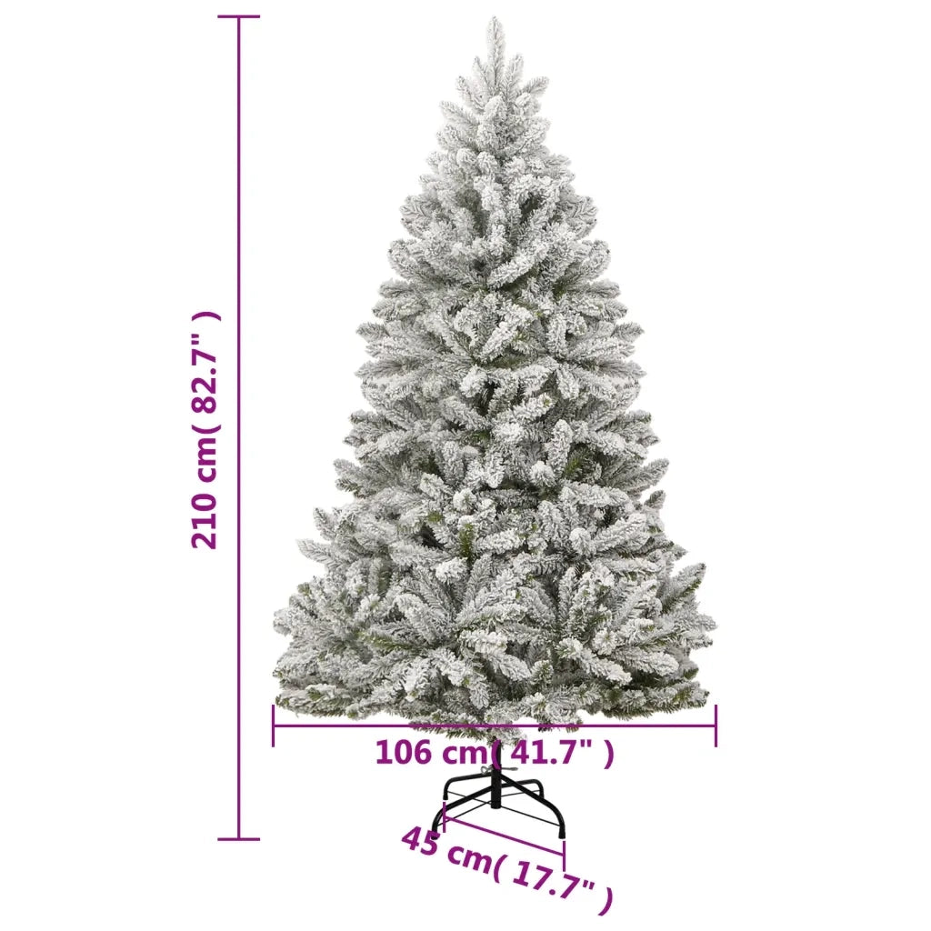 Albero Natale Artificiale Incernierato con Neve Fioccata 210 cm