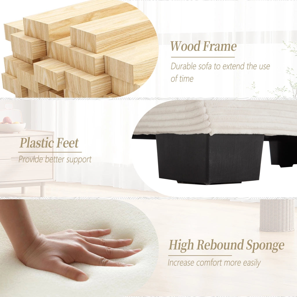 Divano Letto Matrimoniale ¨C MINIMAL ¨C Beige, Tessuto Morbido