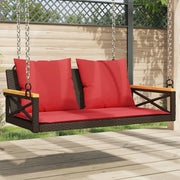 Panchina Dondolo con Cuscini Marrone 109x62x40 cm in Polyrattan 368158