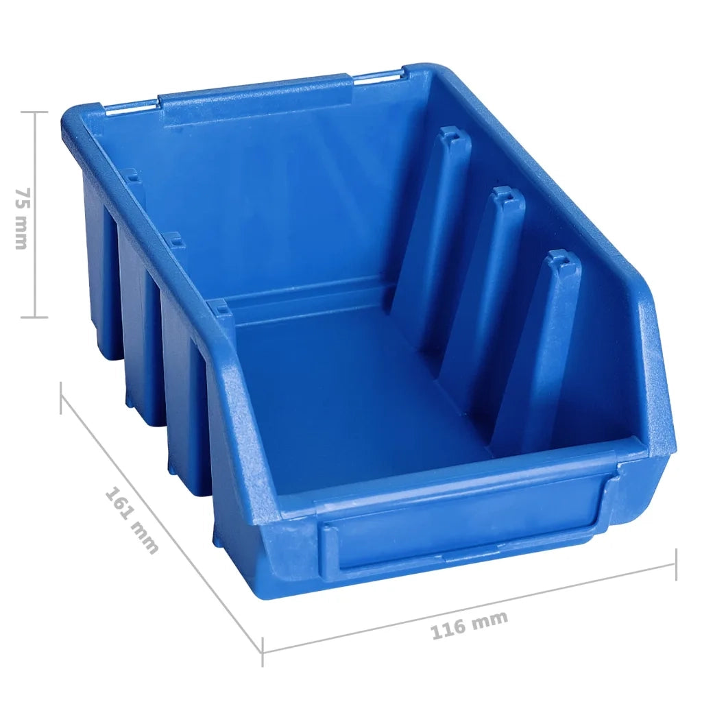 Kit Contenitori 128 pz con Pannelli a Parete Blu e Nero CFW3402737