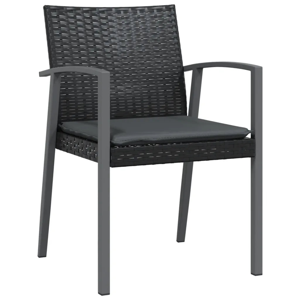 Set Pranzo da Giardino 5pz | Set Salotto da Giardino con Cuscini in Polyrattan e Acciaio