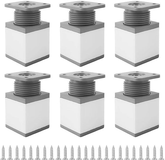 Set di 6 supporti per mobili regolabili - Alluminio lega - Quadrato 40x40x50 mm - Espandibile 15 mm - Adatto per mobili