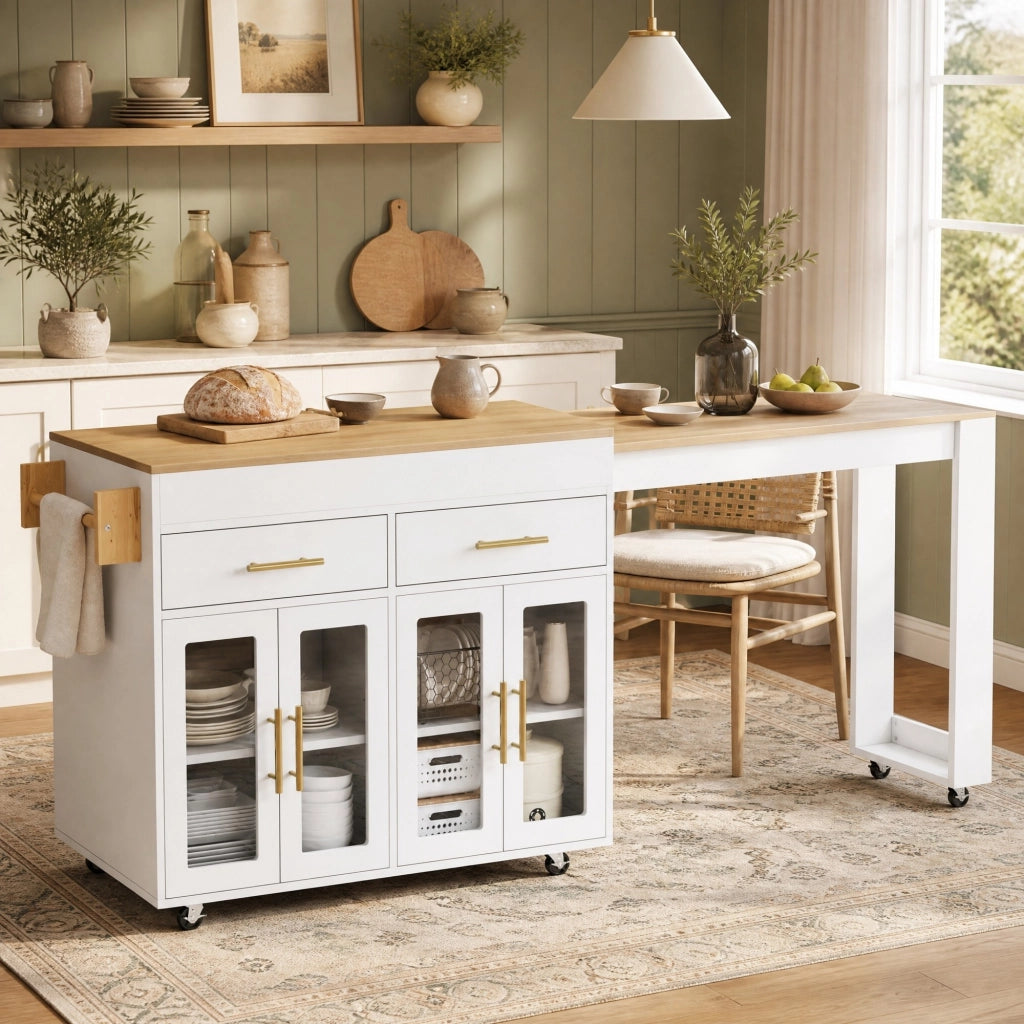 ISOLA DA CUCINA ESTRAIBILE 132,5-217 x 50 x 93 cm Bianco MDF