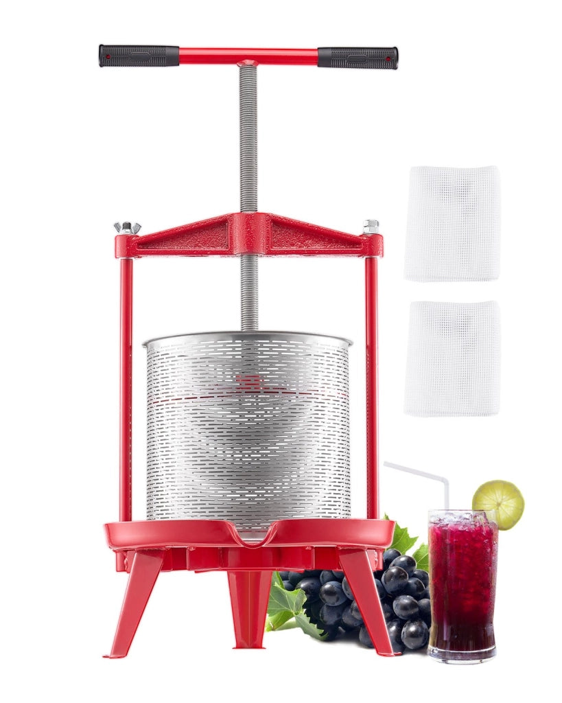 Pressa Manuale per Frutta e Vino 14L LD-BP1402 Cesto in Acciaio Inox Torchio Verticale Robusto e Pratico per Uva e Sidro