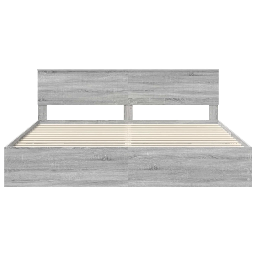 Struttura del letto con cassetto-Giroletto con contenitore-Rete del Letto Grigio Sonoma 200 x 200 cm 151791