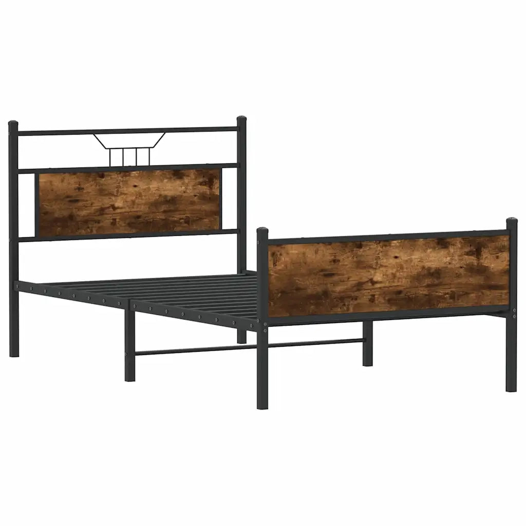 Letto singolo | Letto per adulti | Giroletto senza Materasso Rovere Fumo 100x190 cm in Truciolato