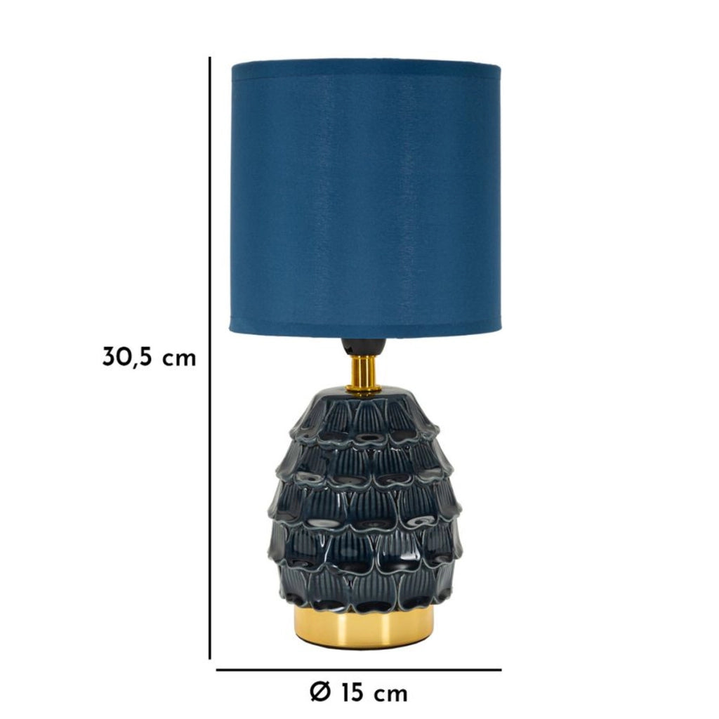 Lampada da Tavolo VKH96, Blu, Ceramica, 15x15x30,5 cm