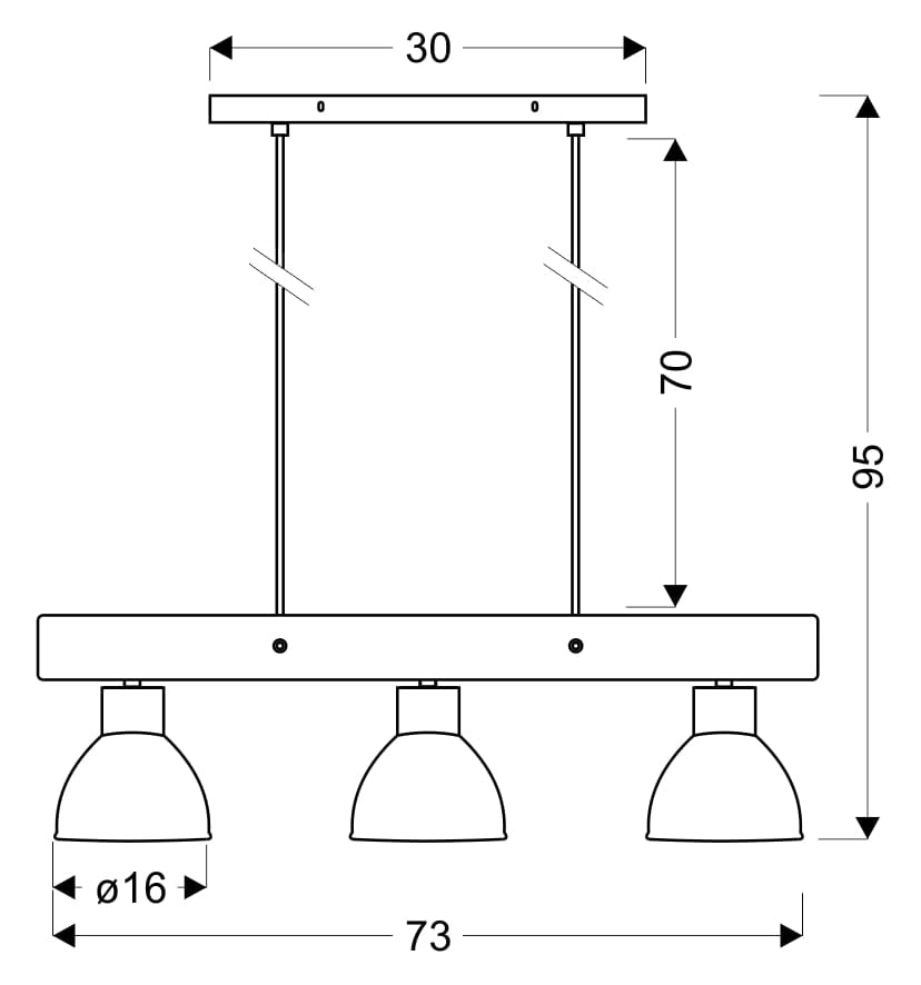 Lampada a sospensione Candellux Vario 3xE27 nero legno