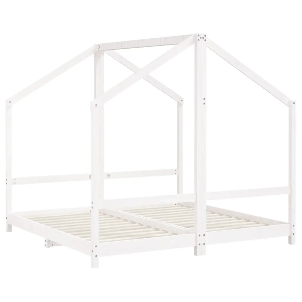 Giroletto per Bambini | Letto Infantile | Lettino Bianco 2x(80x160)cm Legno Massello Pino