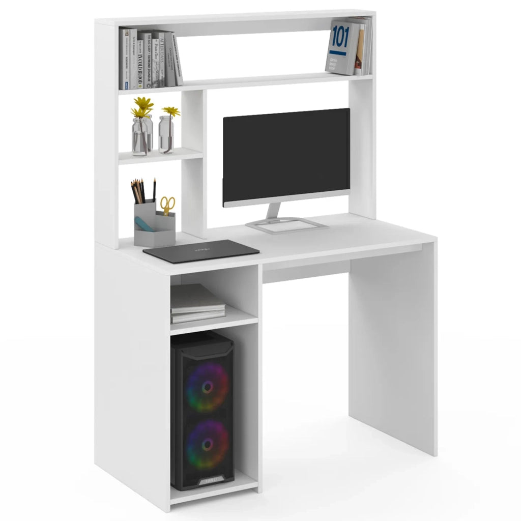 IDMarket - Escritorio blanco DAN con estantes
