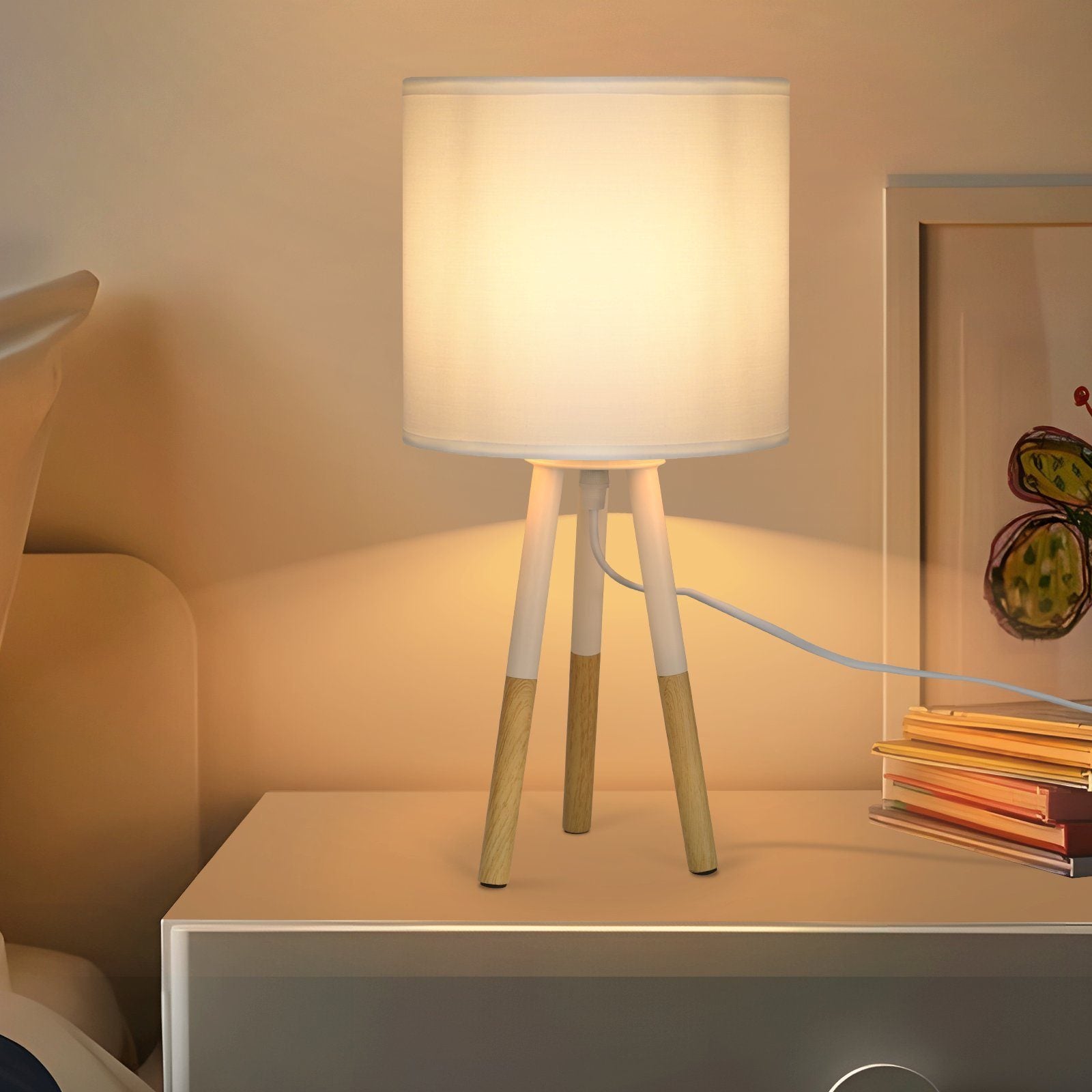 ZMH Lampada da tavolo LED E27 per camera da letto comodino