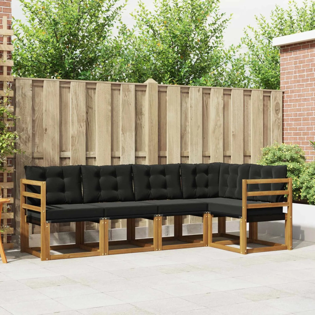 Set di divani da esterno con cuscino 5 pcs Naturale e Nero 3368655