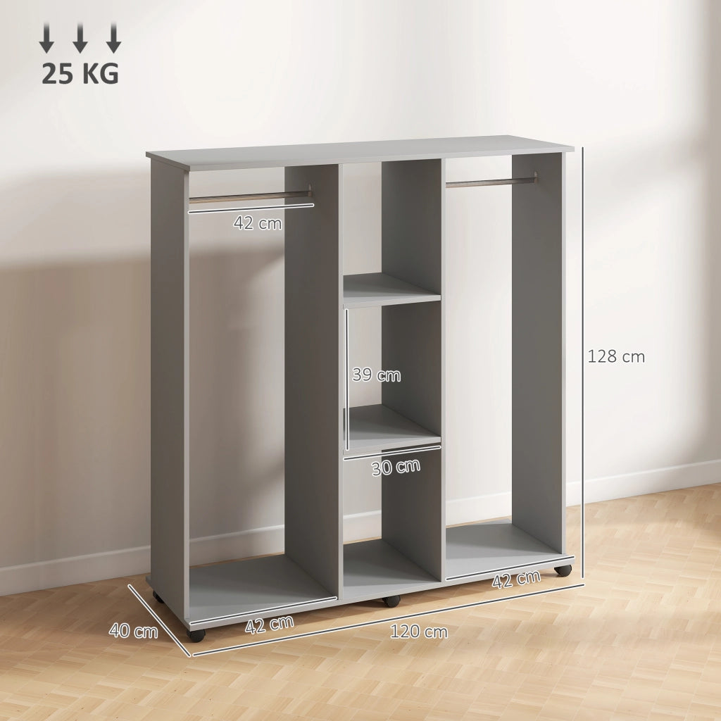 Armadio scorrevole con appendiabiti ¨C zephmum ¨C grigio 120x40x128 cm