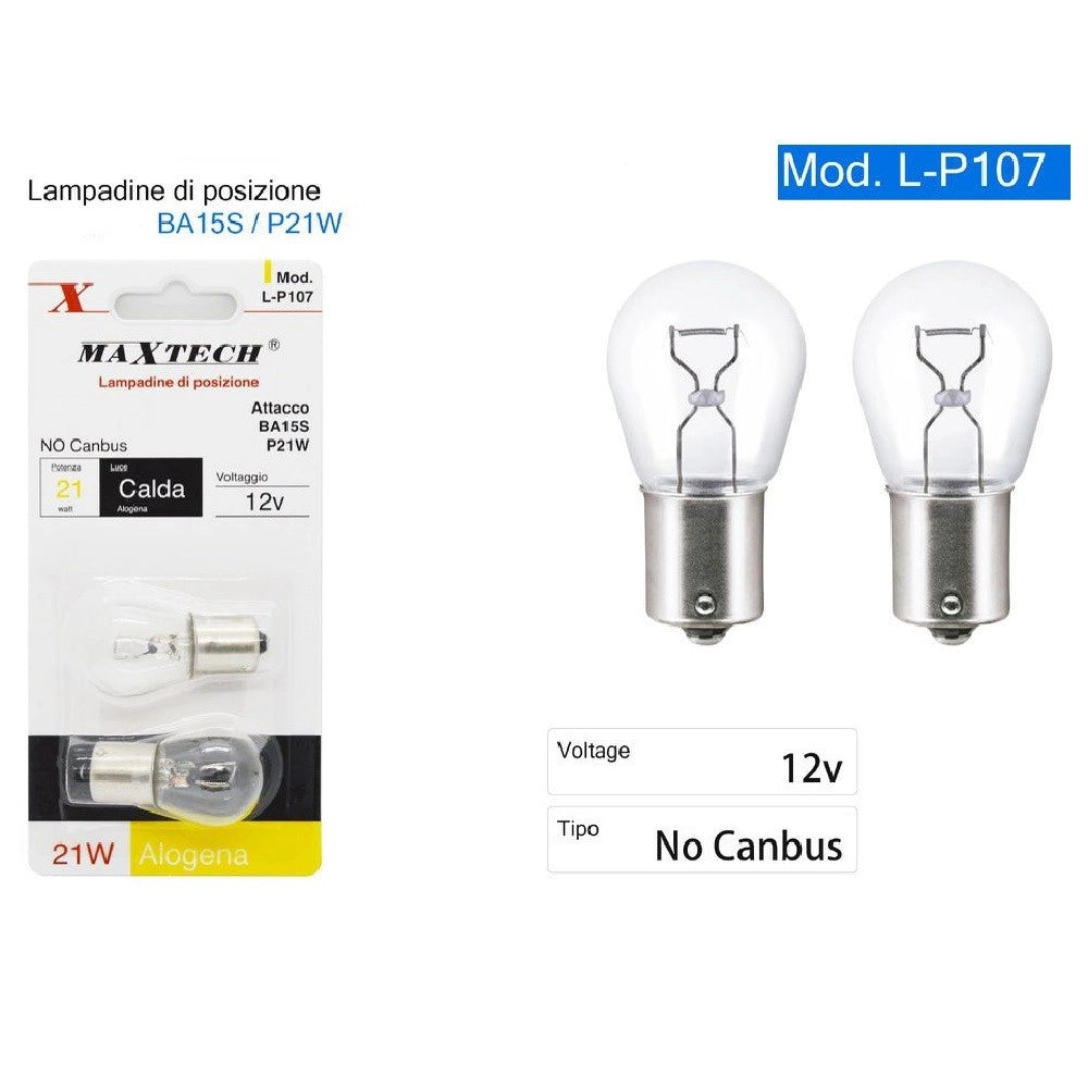 Trade Shop - Lampadine Di Posizione Auto Ba15s L-p107 12v 21watt Luce Calda Alogena No Canbus -