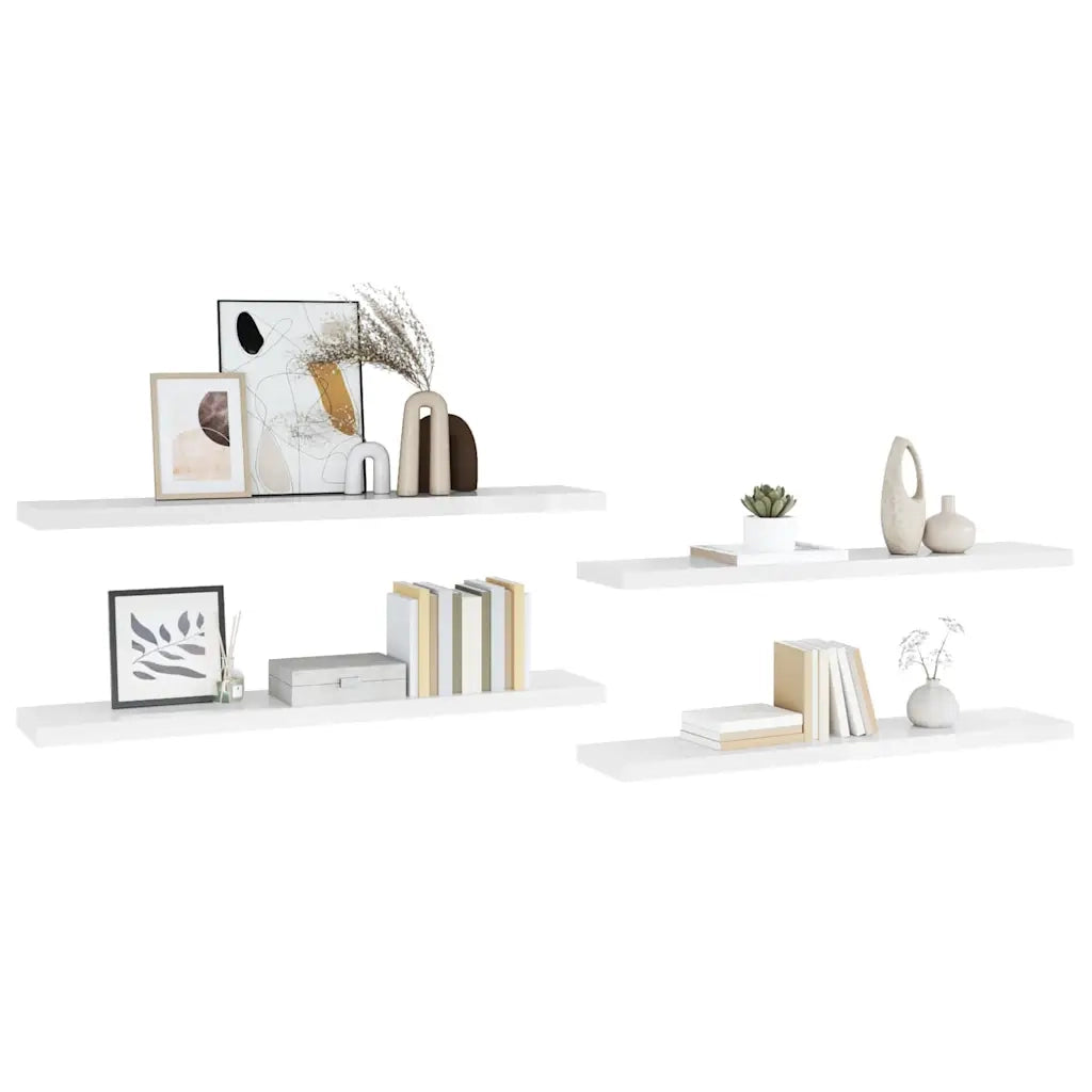 Scaffali a Parete 4 pz Bianco Lucido 120x23,5x3,8 cm in MDF cod mxl 33743