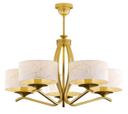 Lampadario Jupiter Kaszmir 5 luci oro con paralumi bianchi