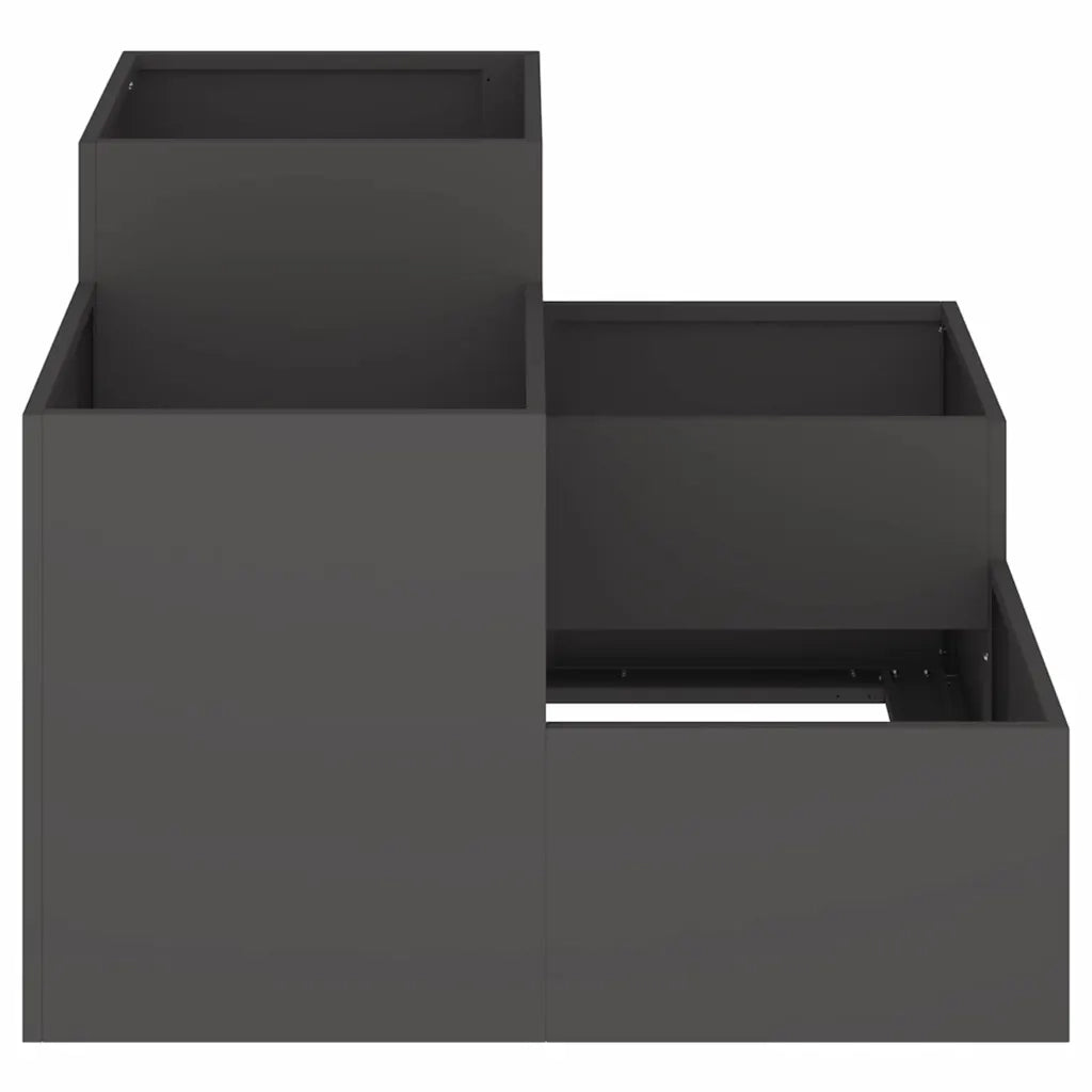 Fioriere | Cassetta per fiori | Vaso da giardino Nero 100 x 100 x 60 cm Acciaio