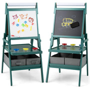 Cavalletto 3 in 1 per bambini, Cavalletto con doppia faccia magnetica e lavagna bianca Verde-Cavalletti e lavagne bambini