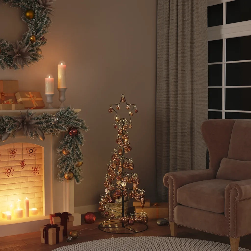 Albero di Natale a LED con Palline 80 LED Bianco Caldo 120 cm 3318559