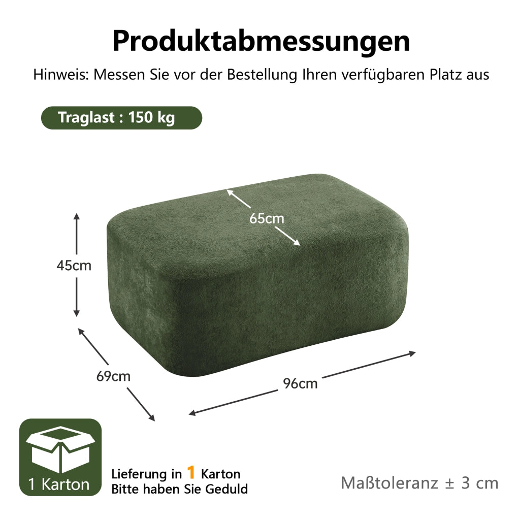 DIVANO MODULARE Angolare 24x24x80 cm Velluto Verde