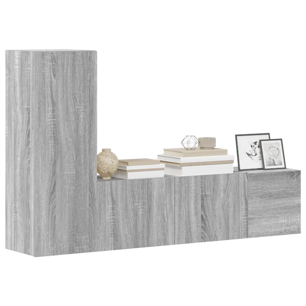 Set Mobili Porta TV 3 pz Grigio Sonoma in Legno Multistrato cod mxl 26649