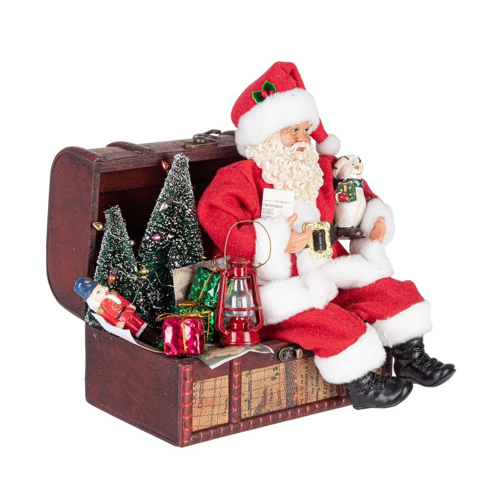 Babbo Natale seduto su Valigia Denzel Decorazione Natalizia 24 cm