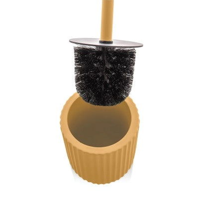 Scopino wc giallo in ceramica soft touch con setole nere Spring