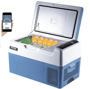 22L - Frigorifero portatile - App Bediening - Frigorifero elettrico - Congelatore - 12/24V Dc 110-230V - Box per ghiaccio per camping - Blu - 45W - Con illuminazione