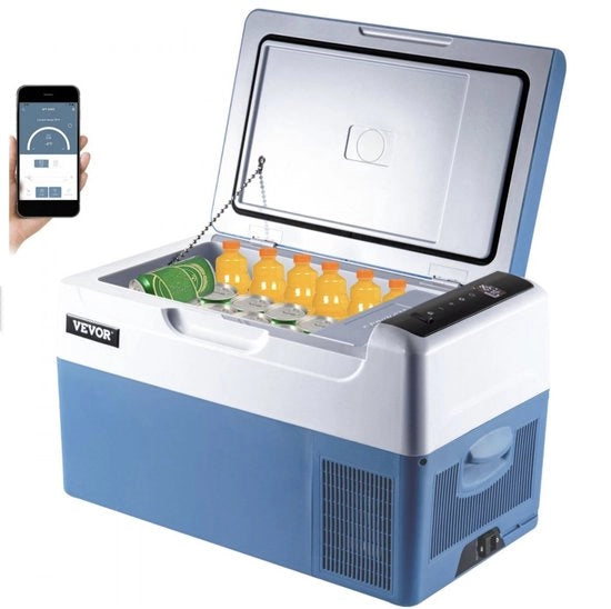 22L - Frigorifero portatile - App Bediening - Frigorifero elettrico - Congelatore - 12/24V Dc 110-230V - Box per ghiaccio per camping - Blu - 45W - Con illuminazione