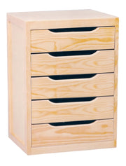 Cassettiera da Tavolo 5 cassetti 39x30x46 cm in Legno di Pino Naturale