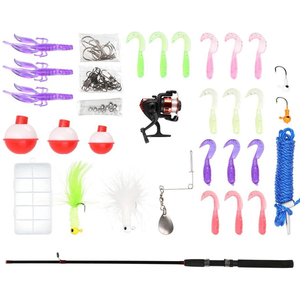 Set Pescatore Completo di Canna da Pesca 165cm Mulinello Classe 20 Lenza Avvolta
