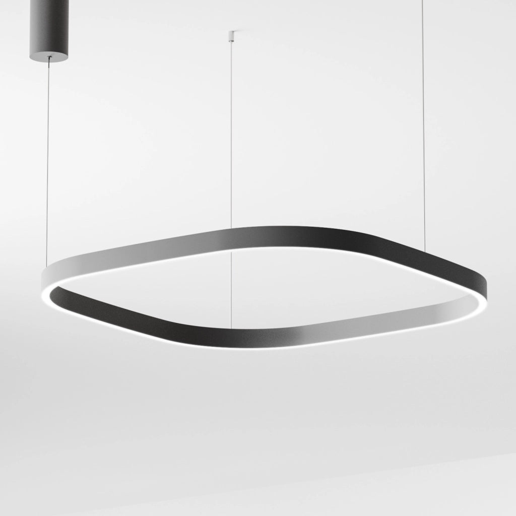 Lampada a Sospensione CRISEIDE S/1G Q Quadrata LED 80W 4200lm 3000K dimmerabile alluminio Nero satinato - Gealuce