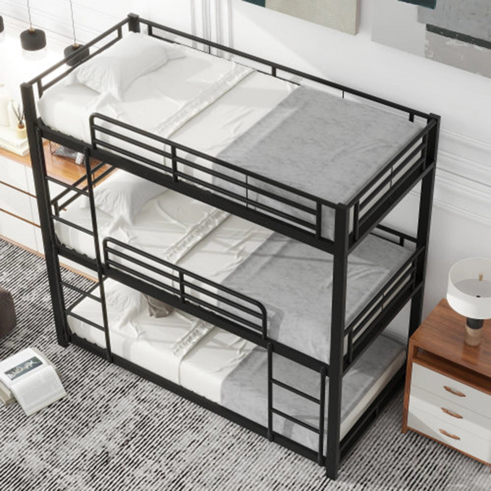 Letto a castello triplo - Xylo - 90x200cm - Nero - Per bambini adolescenti adulti